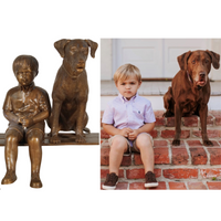 Custom Boy & Dog on Bench