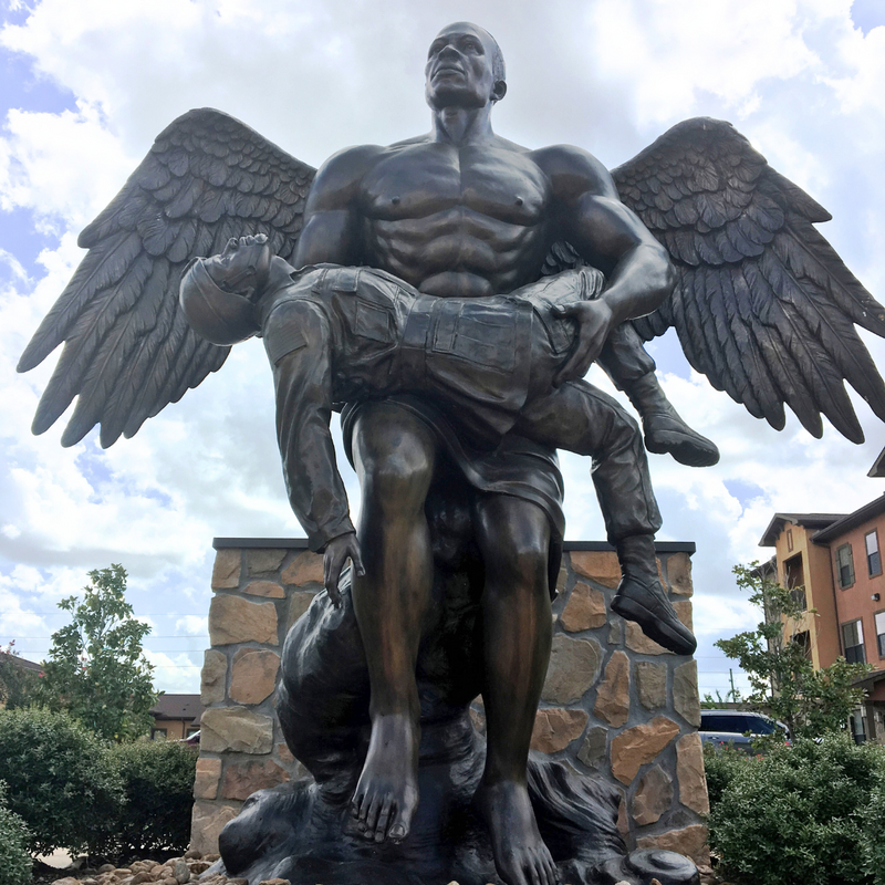 Custom Angel and Soldier Bronze Memorial Statue