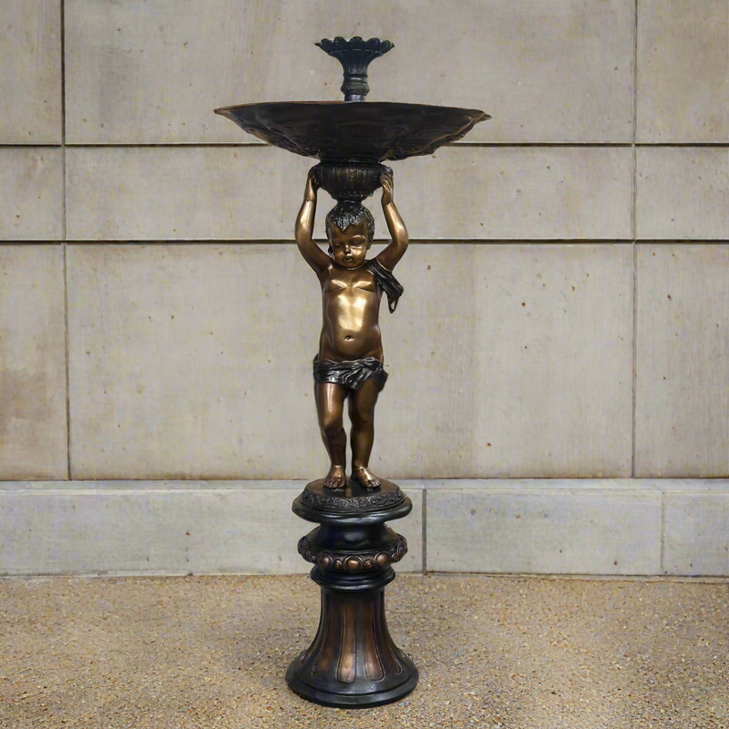 Balancing Cherub Bronze Fountain