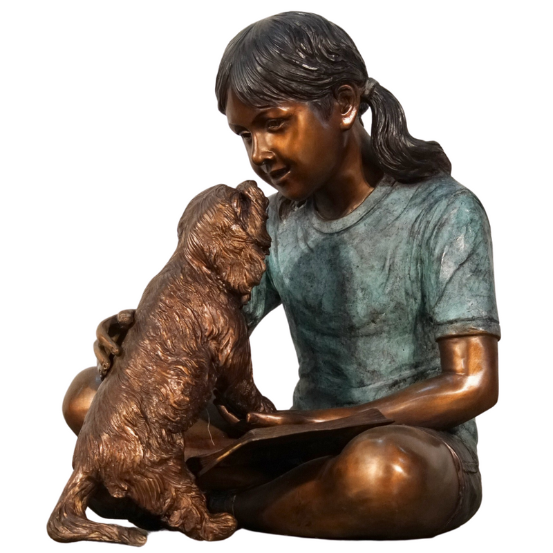 Puppy Kisses Bronze Dog Statue