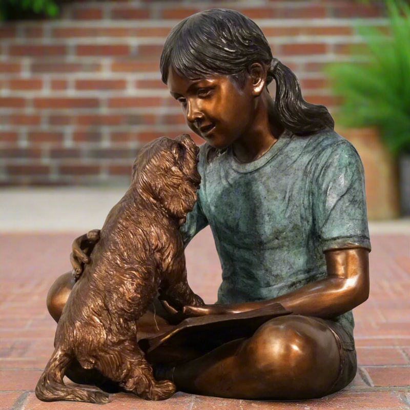 Puppy Kisses and Reading Statue