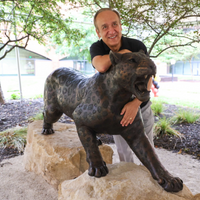 Bronze Roaring Jaguar Statue