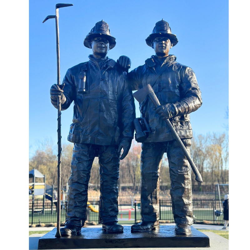 Foley Brothers Pair of Custom Bronze Firefighter Statues