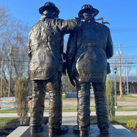 Foley Brothers Pair of Custom Bronze Firefighter Statues