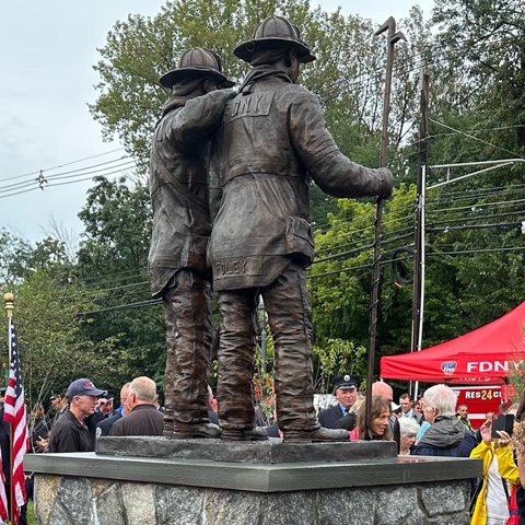 Foley Brothers Pair of Custom Bronze Firefighter Statues
