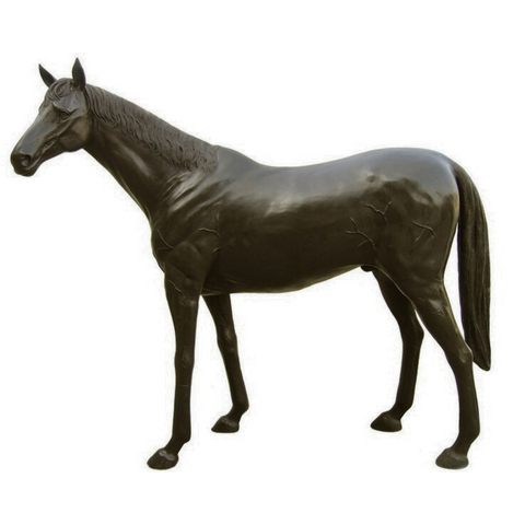 Bronze Thoroughbred Horse Statue Right Facing