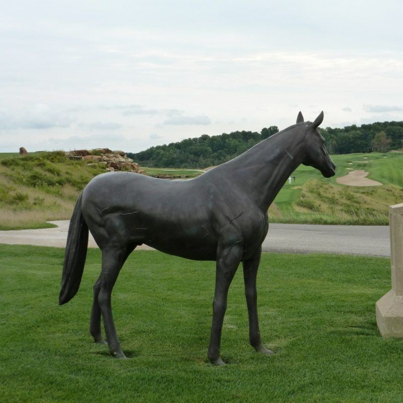Bronze Thoroughbred Horse Statue Left Facing
