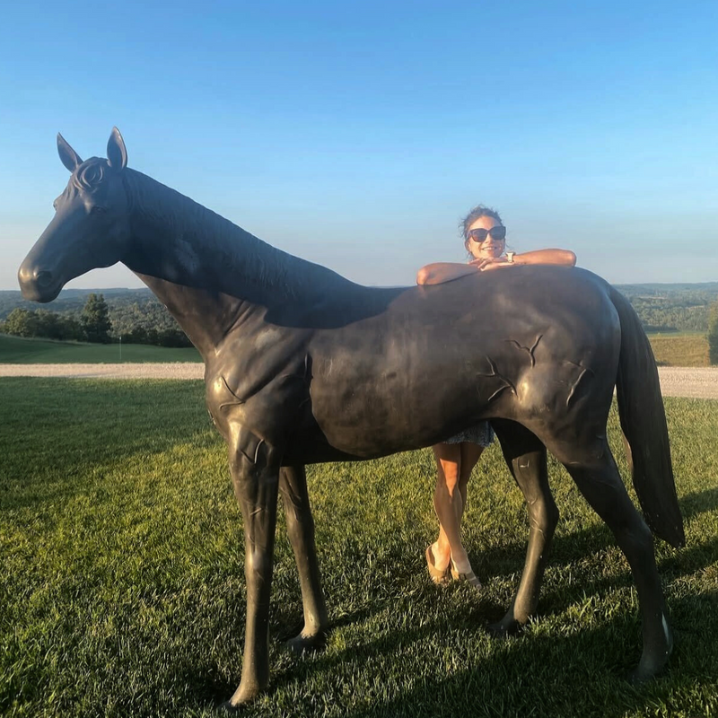 Bronze Thoroughbred Horse Statue Left Facing