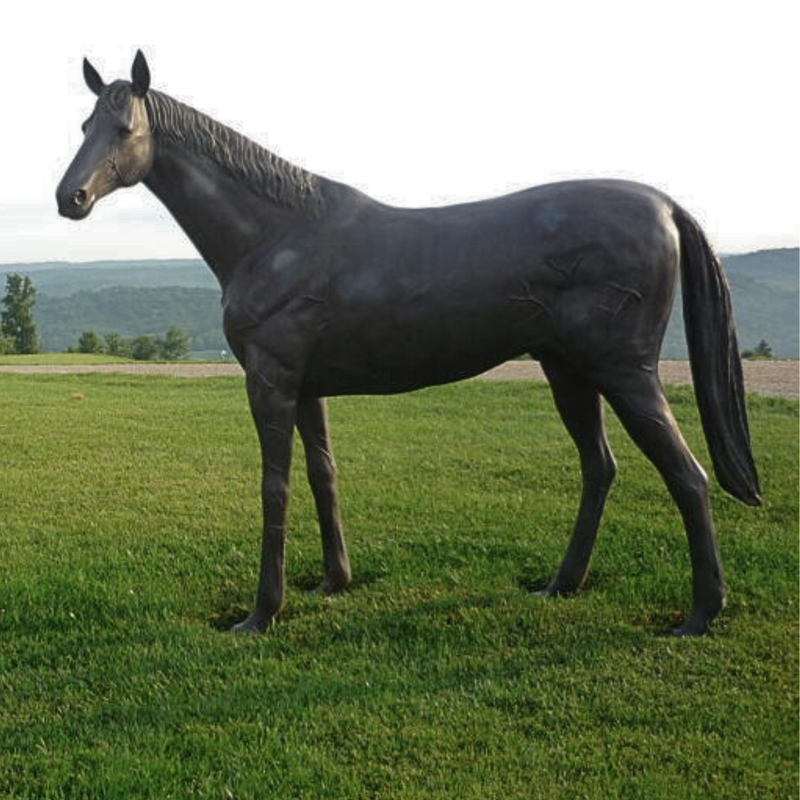 Bronze Thoroughbred Horse Statue Left Facing