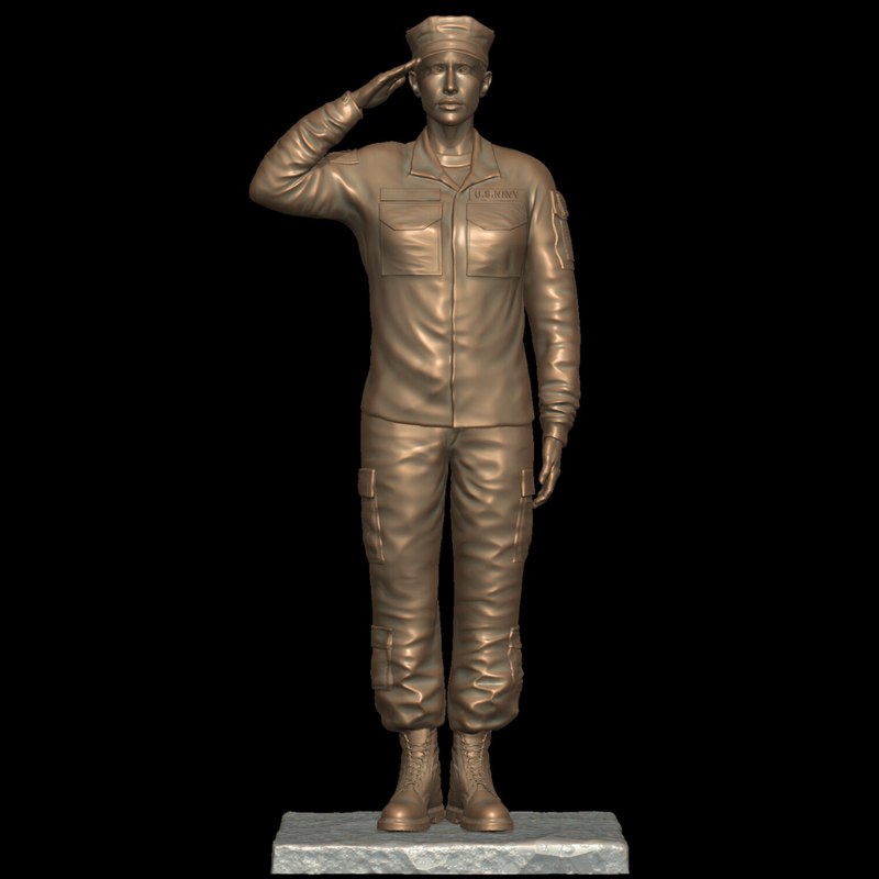 Saluting Female Navy Soldier Statue
