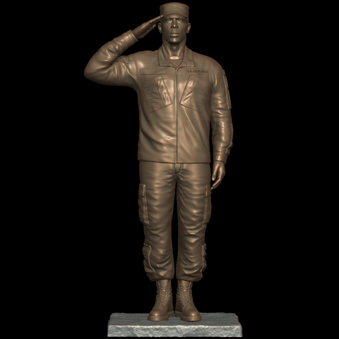 Saluting Space Force Soldier Statue