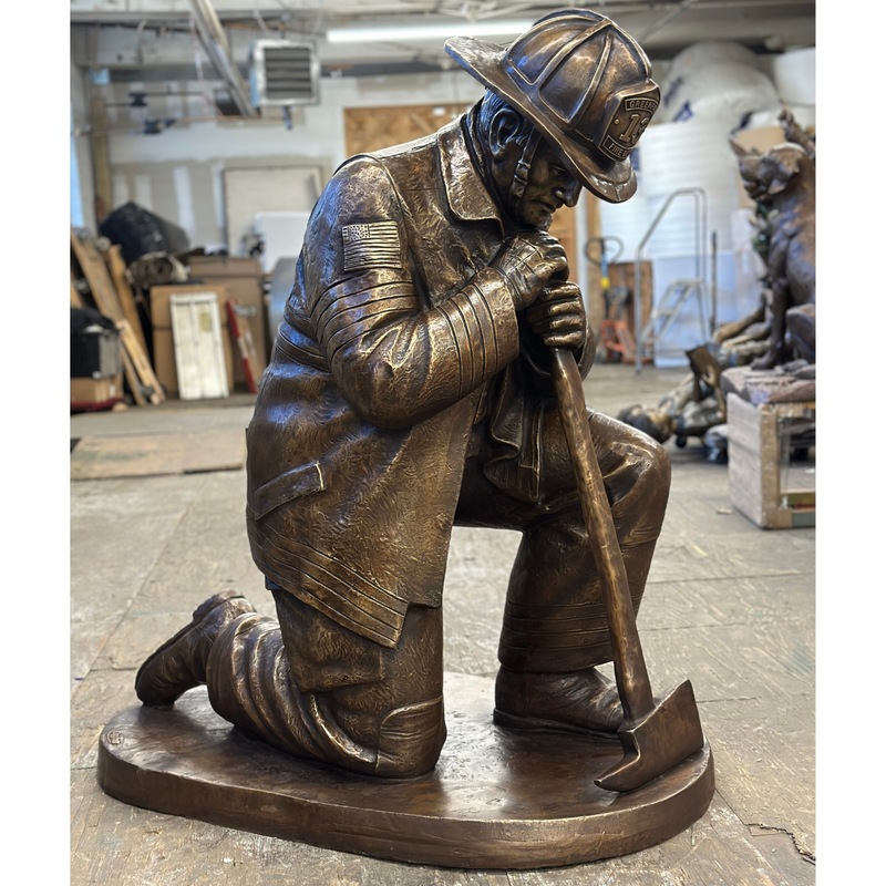 Moment of Silence Bronze Firefighter Memorial Statue