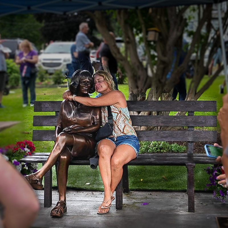 Custom Bronze Statue of Cathy Lee on Park Bench