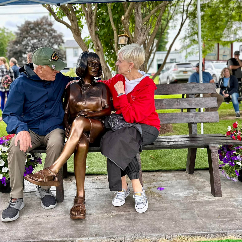 Custom Bronze Statue of Cathy Lee on Park Bench