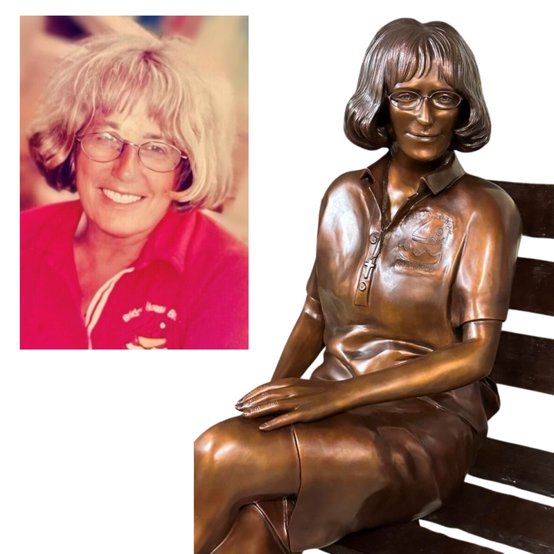 Custom Bronze Statue of Cathy Lee on Park Bench