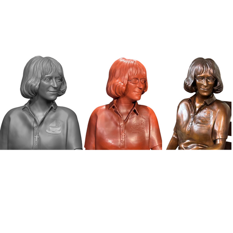 Custom Bronze Statue of Cathy Lee on Park Bench