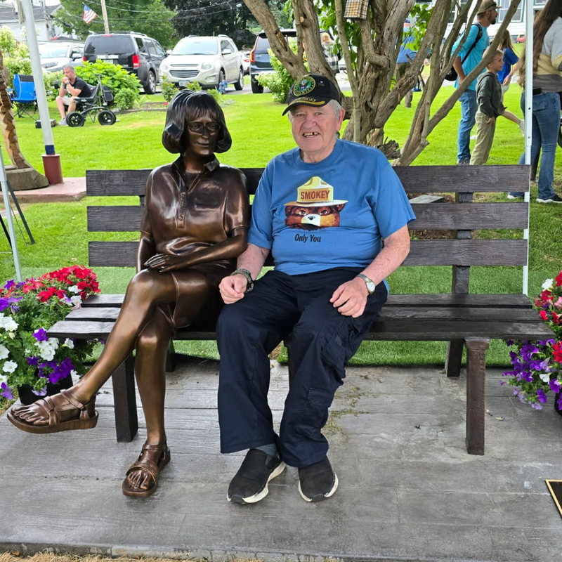 Custom Bronze Statue of Cathy Lee on Park Bench