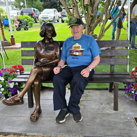 Custom Bronze Statue of Cathy Lee on Park Bench