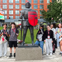 Bronze Scarlet Knight Statue