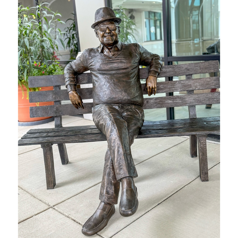 Custom Bronze Statue of Chesapeake Beach Mayor Gerald Donovan on Bench