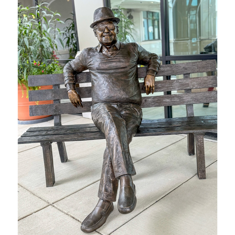 Custom Bronze Statue of Chesapeake Beach Mayor Gerald Donovan on Bench
