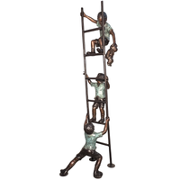 Ladder Climbing Trio Bronze Statue