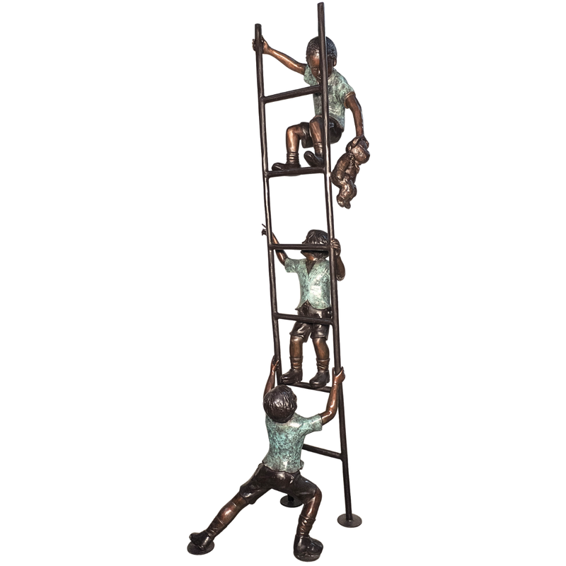 Ladder Climbing Trio Bronze Statue