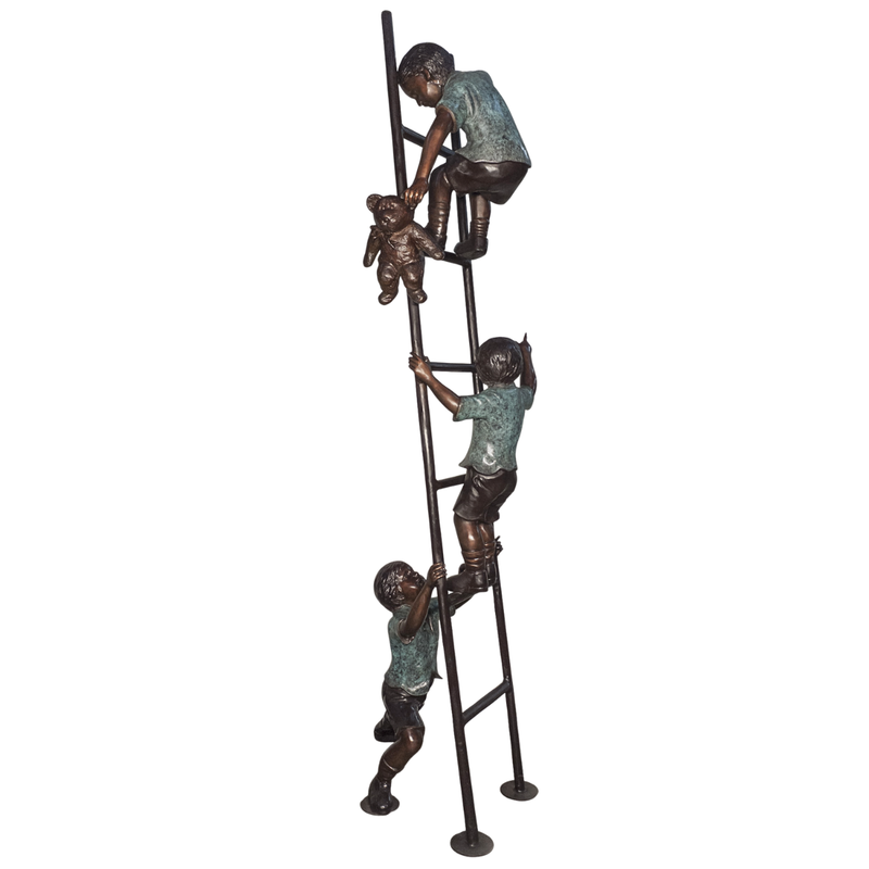 Ladder Climbing Trio Bronze Statue