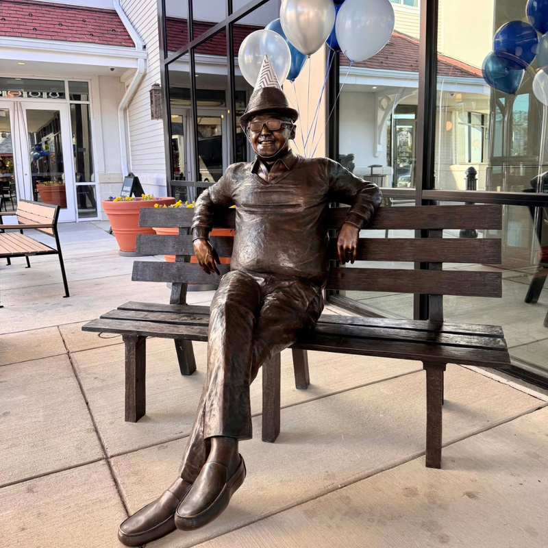 Custom Bronze Statue of Chesapeake Beach Mayor Gerald Donovan on Bench