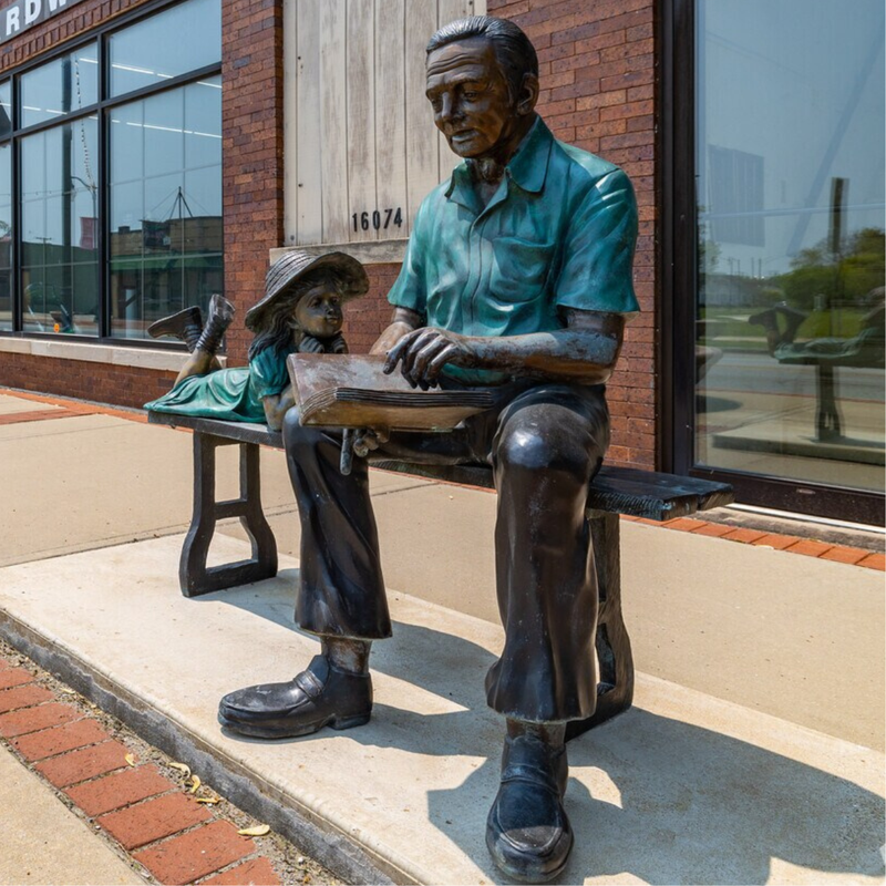 Quality Time Bronze Reading Bench Statue