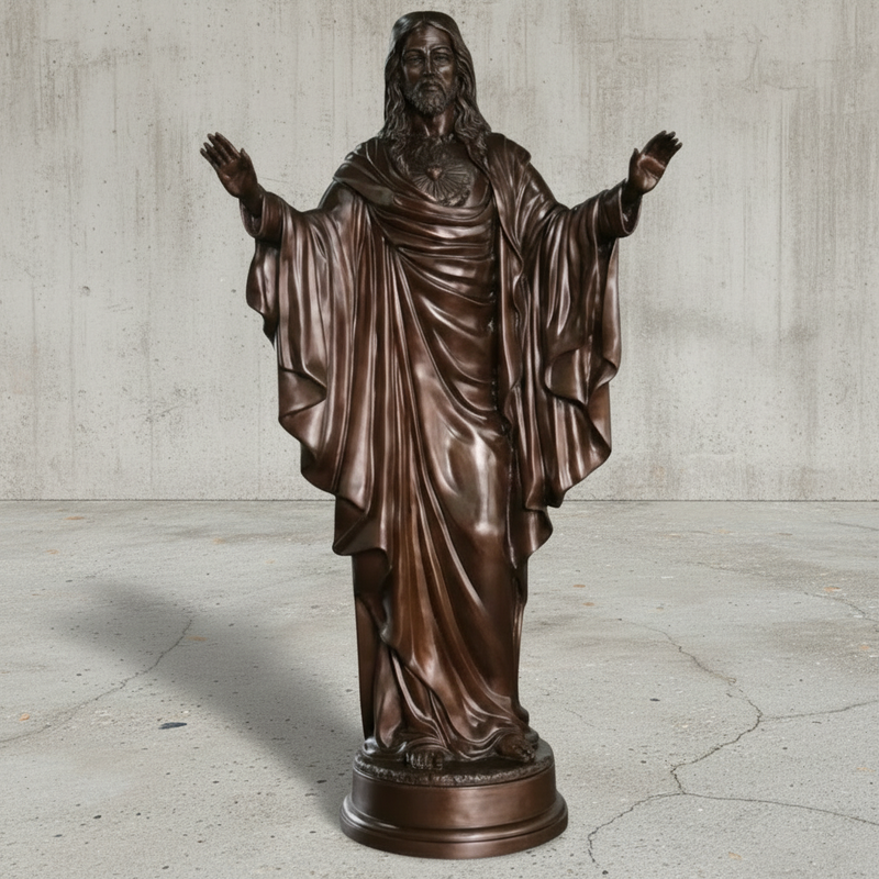 Large Bronze Jesus Statue with Open Arms | Randolph Rose Collection