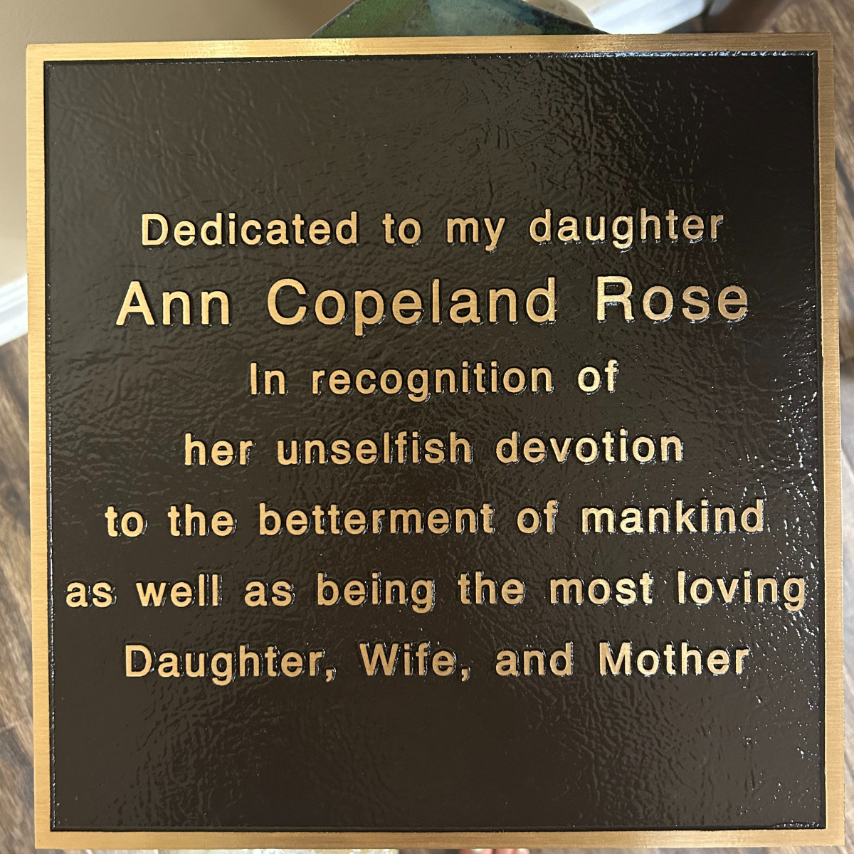 Bronze Dedicational Remembrance Plaque | Randolph Rose Collection