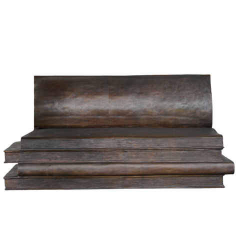 Large Bronze Book Bench of Stacked Books | Randolph Rose Collection