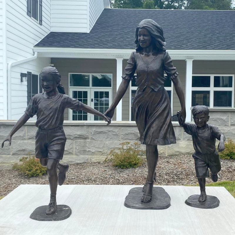 Bronze Family Statue Set of Mom & Two Kids | Randolph Rose Collection