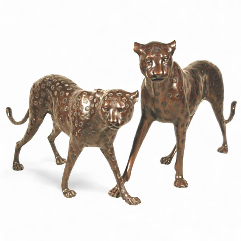 Pair of Bronze Cheetah Statues Standing | Randolph Rose Collection