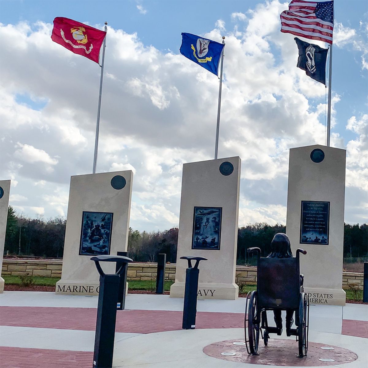 Patriotic Girl Bronze Statue In Wheelchair | Randolph Rose Collection