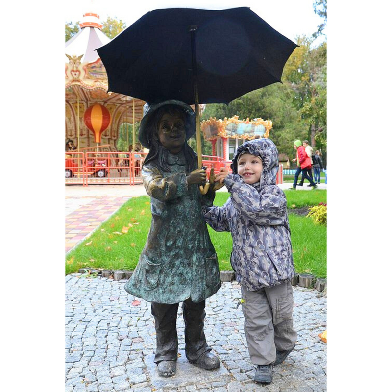 Bronze Children's Statue of a Girl with Umbrella | Randolph Rose
