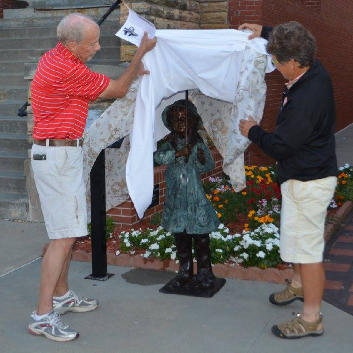 Bronze Children's Statue of a Girl with Umbrella | Randolph Rose