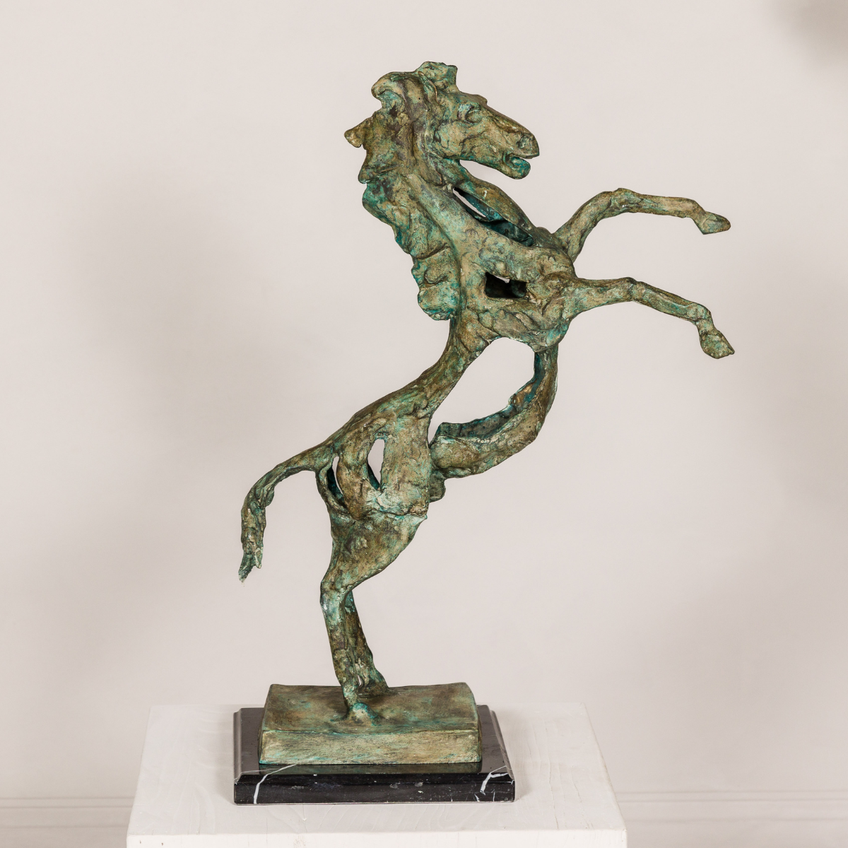 Bronze Tabletop Rearing Horse Statue on Marble Base | Randolph Rose ...