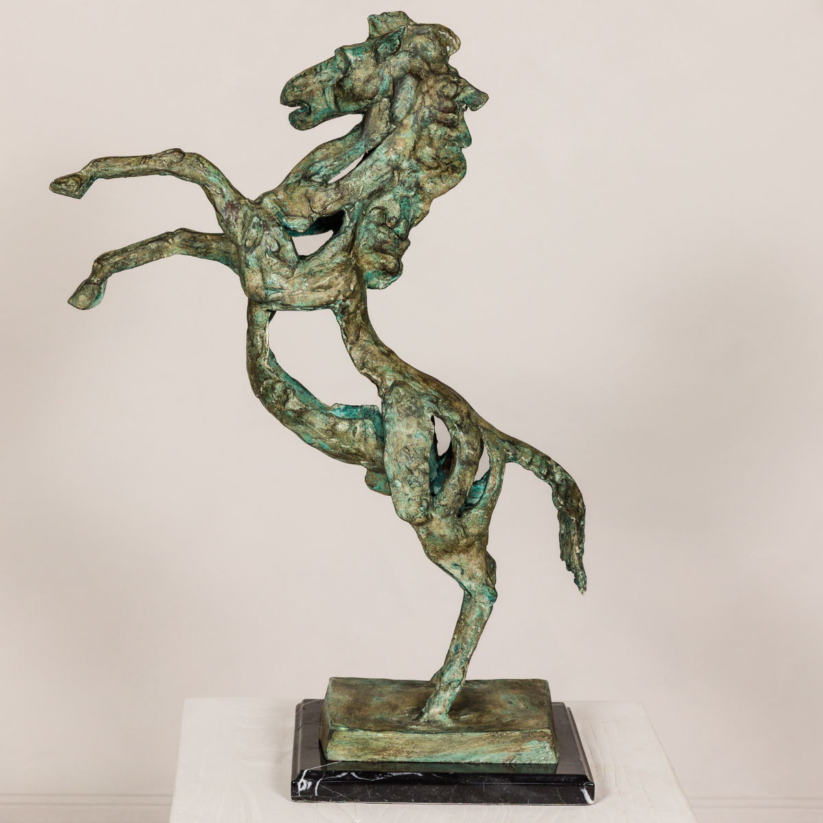 Bronze Tabletop Rearing Horse Statue on Marble Base | Randolph Rose ...
