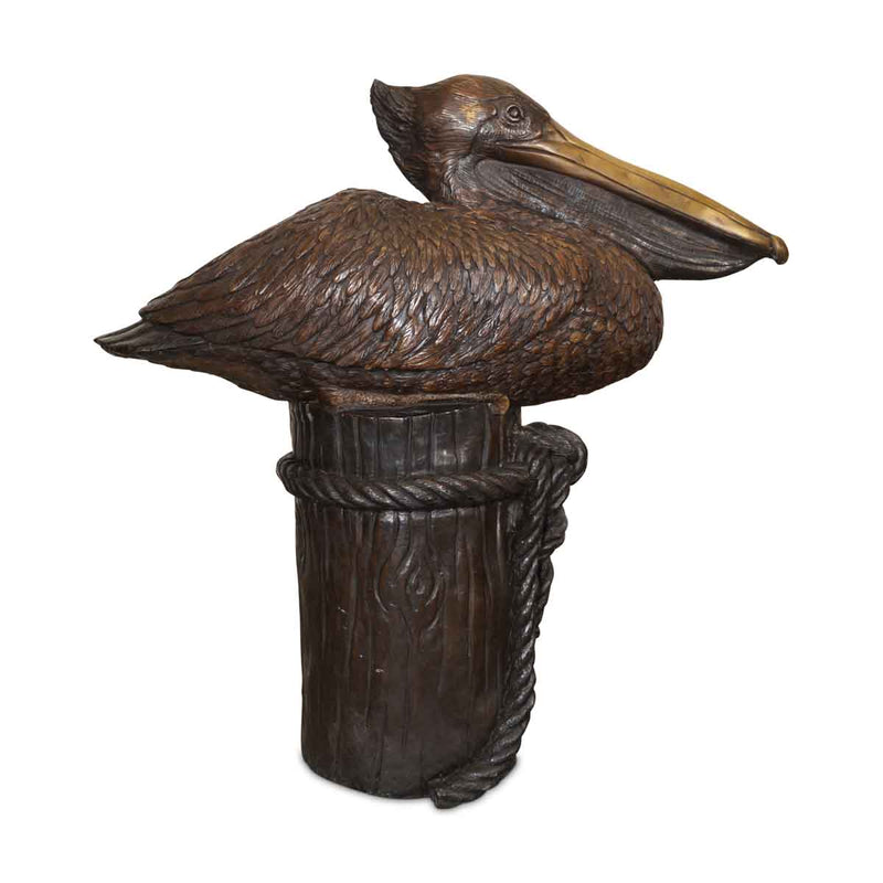 Pelican Sitting on Piling Statue Fountain-Custom Bronze Statues & Fountains for Sale-Randolph Rose Collection