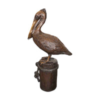 Pelican Standing on Piling Statue Fountain