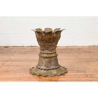 Bronze Flower Pedestal with Acanthus Leaves and Palmettes