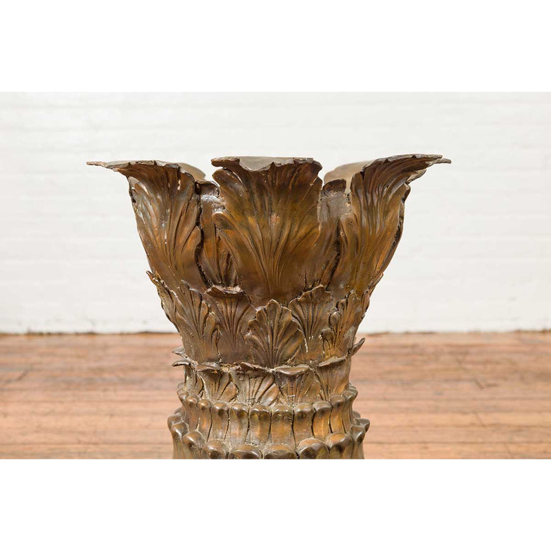 Bronze Flower Pedestal with Acanthus Leaves and Palmettes-Custom Bronze Statues & Fountains for Sale-Randolph Rose Collection