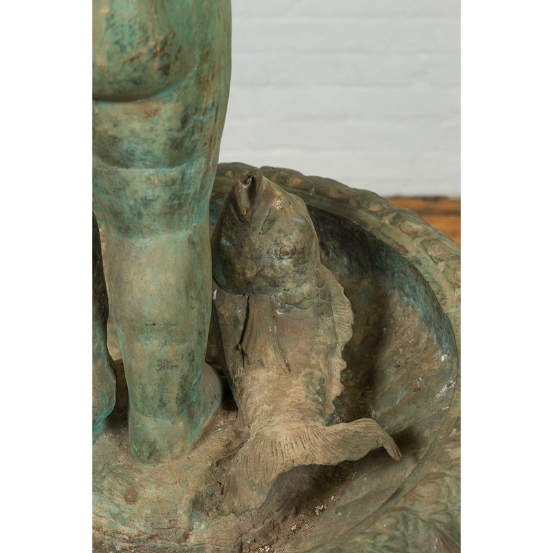 Greco Roman Vintage Putto and Fish Fountain-Custom Bronze Statues & Fountains for Sale-Randolph Rose Collection