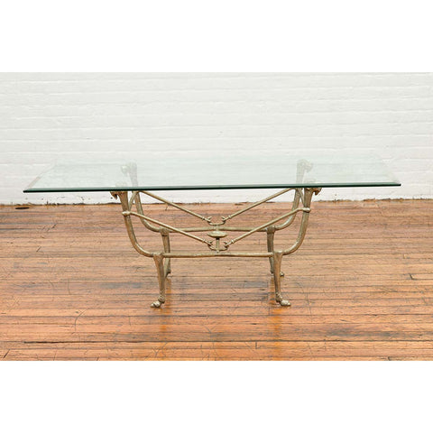 Directoire Table Base with Ram Heads in Light Patina
