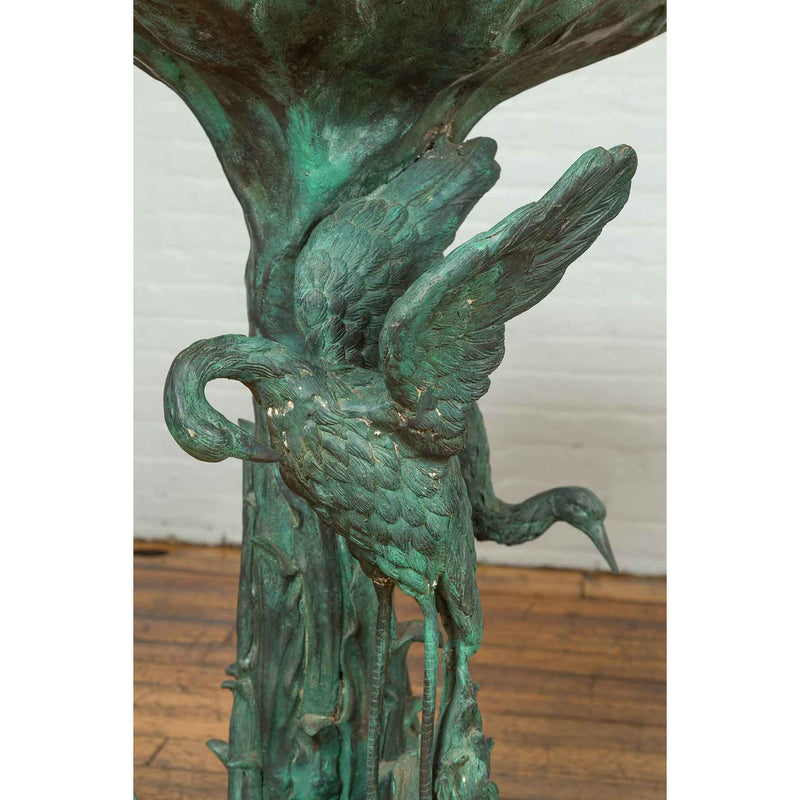 Contemporary Cast Bronze Planter with Cranes and Verdigris Patina-Custom Bronze Statues & Fountains for Sale-Randolph Rose Collection