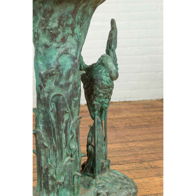 Contemporary Cast Bronze Planter with Cranes and Verdigris Patina-Custom Bronze Statues & Fountains for Sale-Randolph Rose Collection