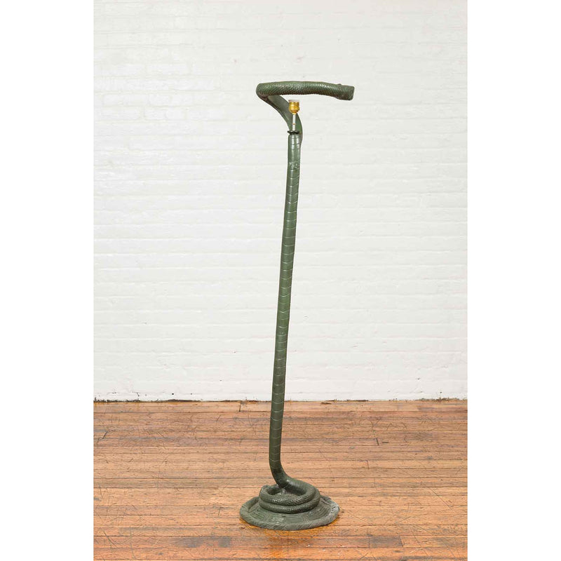 Contemporary Bronze Single Light Snake Floor Lamp with Goldenrod Glass Shade-Custom Bronze Statues & Fountains for Sale-Randolph Rose Collection