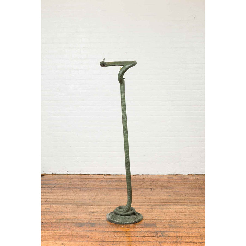 Contemporary Bronze Single Light Snake Floor Lamp with Goldenrod Glass Shade-Custom Bronze Statues & Fountains for Sale-Randolph Rose Collection